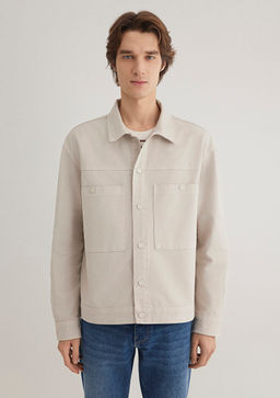 Cepli Ekru Denim Gomlek - Mavi фото 4
