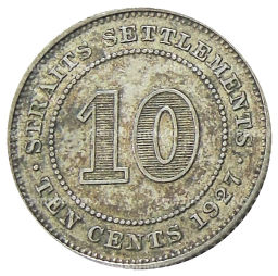 10 центов 1927 года Стрейтс Сетлментс