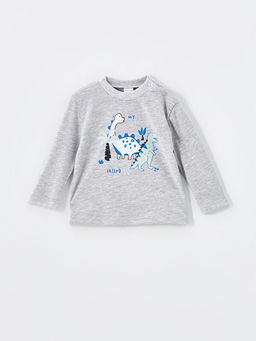 Bisiklet Yaka Uzun Kollu Bask?l? Erkek Bebek Ti??rt