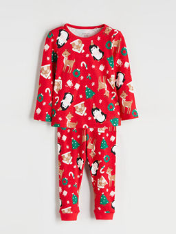 Bisiklet Yaka Y?lba?? Temal? K?z Bebek Pijama Tak?m?