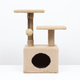 Домик-когтеточка 2-х ур. квадратный с 2-мя квадратными полками, 53 х 35 х 65 см, бежевый - Пижон фото 2