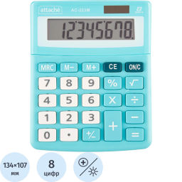 Калькулятор настольный КОМП Attache, AС-223M,8р,дв. пит, мятный,134x107x34 Калькулятор настольный КОМП Attache, AС-223M,8р,дв. пит, мятный,134x107x34