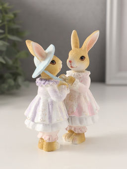 Фигурка полистоун «Зайки-сестрицы», сиренево-розовый 8.5×4.5×11.5 см