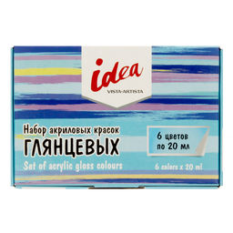 Краска акриловая "VISTA-ARTISTA" idea для декора глянцевая, набор IGAS-06 6 цв. х 20 мл .