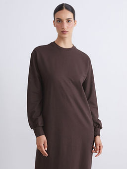 Bisiklet Yaka Sweatshirt Elbise