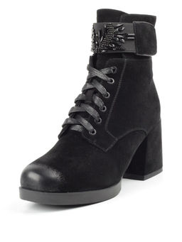 04-XR135-1 BLACK Ботинки зимние женские (натуральная замша, натуральный мех)