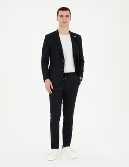 Lacivert Ex. Slim Fit _izgili Tak_m Elbise