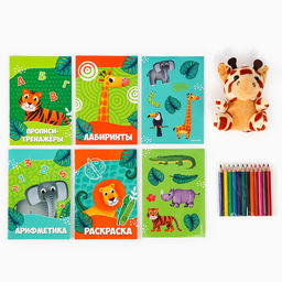 Набор в дорогу с мягкой игрушкой Джунгли, 8 предметов - Milo toys фото 3