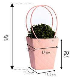 Цена за 10 шт. Сумка для цветов тиснение пудра влагостойкая, 17x17-11.5x11.5-20 см