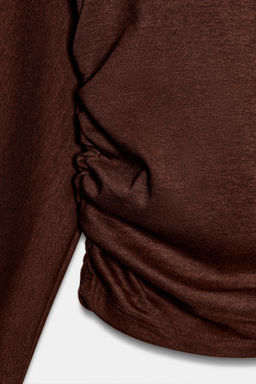 CAMISETA DRAPEADO LATERAL / Chocolate - Zara фото 7