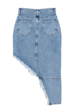 Mavi Puskullu Asimetrik Midi Denim Etek TWOAW22ET0140 - Trendyolmilla фото 12