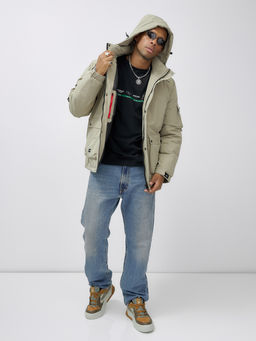 Куртка спортивная мужская зимняя с капюшоном бежевого цвета 2333B - Wonderrman фото 13