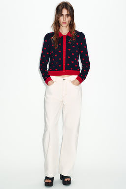 JACQUARD KNIT CARDIGAN WITH HEARTS - Zara фото 7