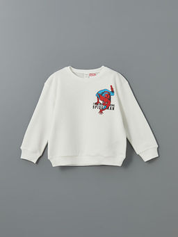 Bisiklet Yaka Spider-Man Bask?l? Erkek ?ocuk Sweatshirt