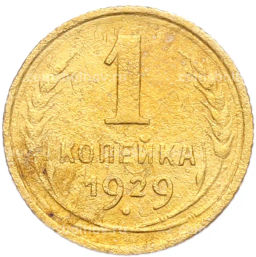 Монета 1 копейка 1929 года