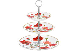 Блюдо-этажерка 3-х ярусная Маки 27*27*34 см NEW BONE CHINA
