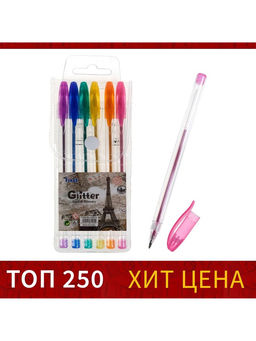 Набор гелевых ручек, 6 цветов, металлик, с блёстками, в блистере - Simaland фото 9