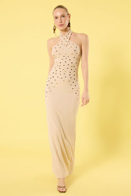 TRENDYOLMILLA Tas Tas Bask? Orme Uzun S?k Abiye & Mezuniyet Elbise TPRSS25AE00105