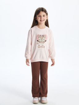 Bisiklet Yaka Uzun Kollu Bask?l? K?z Bebek Sweatshirt - Waikiki фото 5