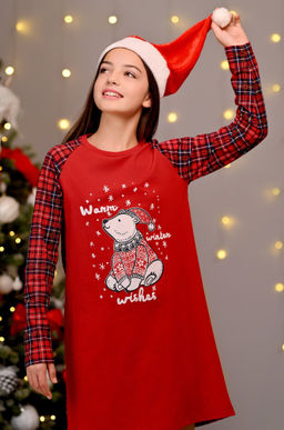 Новогодняя сорочка для девочки из хлопка Happyfox