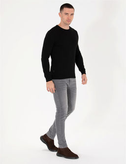 Siyah Slim Fit Bisiklet Yaka Basic Triko Kazak - Pierre cardin фото 3
