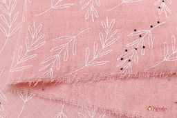 Муслин двухслойный с эф.жатости Веточки цв.св.кораллово-розовый, ш.1.42м, хлопок-100%, 120гр/м.кв - Купава фото 4
