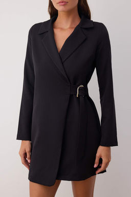 Siyah Duz Aksesuar Detayl? K?sa / Mini Dokuma Elbise TWOAW26EL00075 - Trendyolmilla фото 3