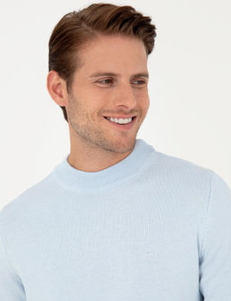 A__k Mavi Slim Fit Yar_m Bal_k__ Yaka Basic Triko Kazak - Pierre cardin фото 2