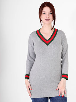 Туника-свитер серая больших размеров - Almond фото 3