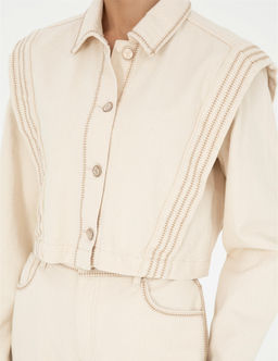 Krem Crop Top Uzun Kollu G_mlek - Pierre cardin фото 6