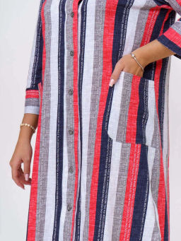 Халат женский, цвет синий красный белый