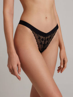 CONTE DOTS LBR 1542 Трусы бразилиана из кружева с V-образной линией талии black - Conte elegant фото 2