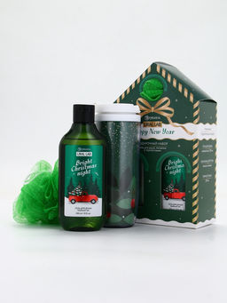 Подарочный набор Happy New Year: гель для душа, мочалка и термостакан, аромат хвойный лес, URAL LAB  фото 3