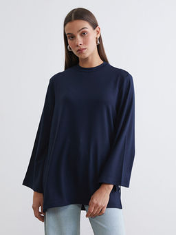 Bisiklet Yaka Oversize Kad?n Sweatshirt Tunik