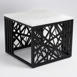 СтЖ104 Стол журнальный, 51х51х42 см, ЛДСП белый пайн бетон, металл чёрный (цвет 06)