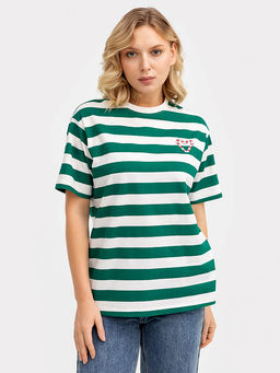 Футболка женская в молочно-зеленую полоску - Mark formelle фото 3