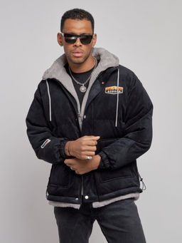 Плюшевая куртка мужская с капюшоном молодежная черного цвета 28117Ch - Mtforce фото 8