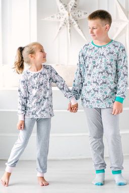 Пижама подростковая из джемпера и брюк из кулирки Олененок ментол - Амадэль фото 3