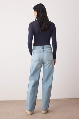 Mavi Dikis Detayl? Yuksek Bel Wide Leg Jeans TWOAW26JE00233 - Trendyolmilla фото 4