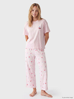 Kiraz Bask?l? Kad?n Pijama Tak?m