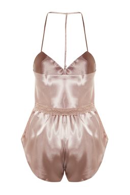 Trendyolmilla Siyah Dantelli Ip Ask?l? Crop Saten Sortlu Dokuma Pijama Tak?m? THMSS22PT0264 фото 16