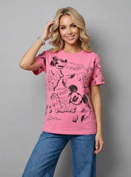 K13451 Футболка OVER SIZE (плотный хлопок) РОЗОВЫЙ