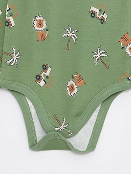 Bisiklet Yaka Uzun Kollu Bask?l? Erkek Bebek ??t??tl? Body - Waikiki фото 3