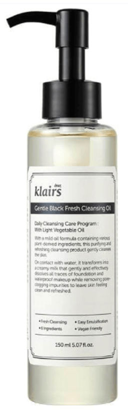 DEAR, KLAIRS Гидрофильное масло натуральное Gentle Black Deep Cleansing Oil (150 мл)  фото 2