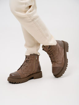 Ботинки 319.taskanaka.Тауп майами+капучино замша/шерсть