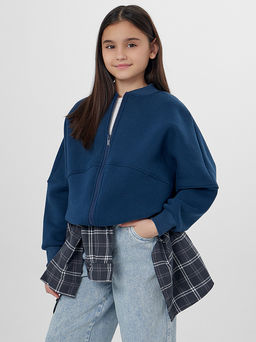 Толстовка для девочек синяя на молнии