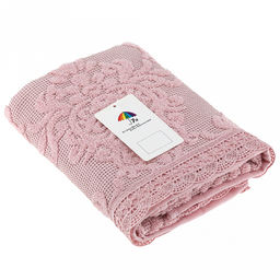 Полотенце махровое "Династия" 50х90см, хлопок 100%, ажурный кант, розовый (Китай)