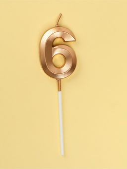 Цена за 2 шт. Свеча в торт на шпажке «Грань», цифра 6, шампань, 5 см