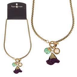 Длинное ожерелье тогл с подвесками цвета черненного золота