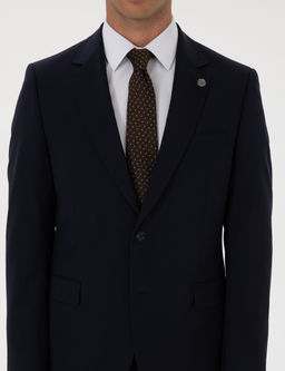 Lacivert Slim Fit %100 Y_n Tak_m Elbise